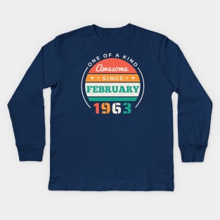 Retro Awesome Since February 1963 Birthday Vintage Bday 1963 Kids Long Sleeve T-Shirt